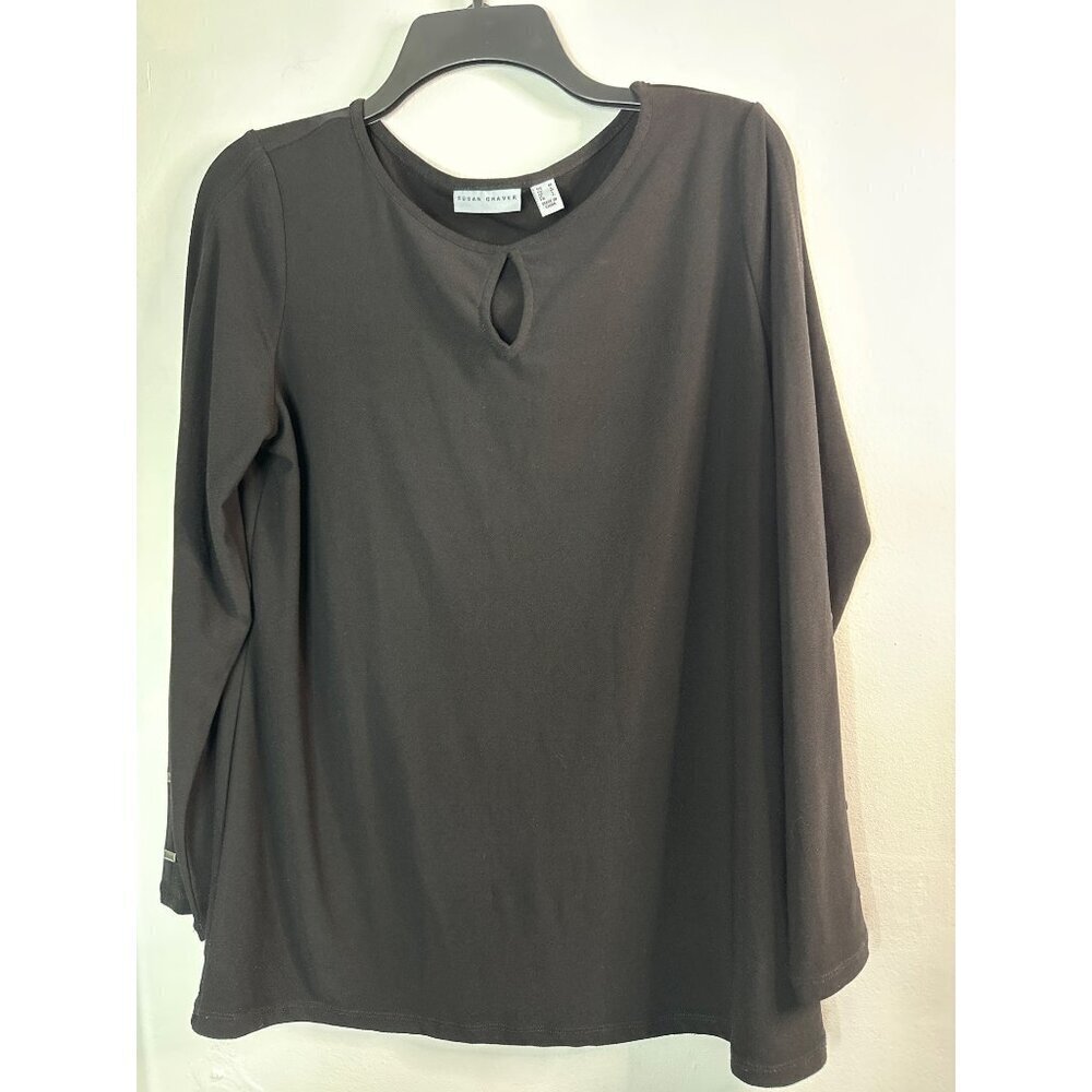 Susan Graver Women’s Medium Black Pullover Tunic Lightweight Relaxed Fit Top